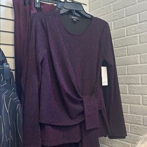 3L36102 Eggplant Twist Top by KAREN KANE
